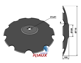 Notched disc with flat neck - O710