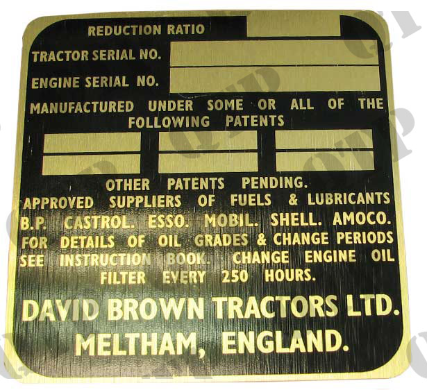 Tractor Badge David Brown 990 White - Gold