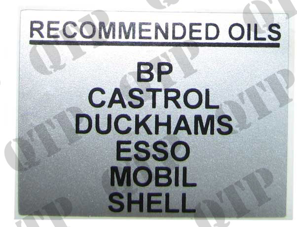 Decal 100 Recommended Oils