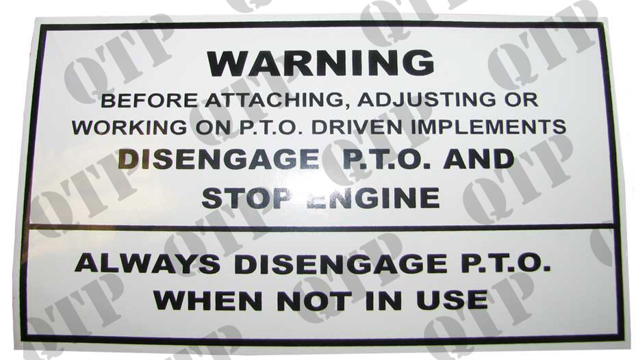 Decal Main PTO Warning Type