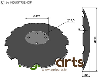 Notched disc with flat neck - O610