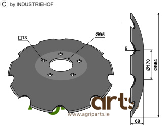 Notched disc with flat neck - O564