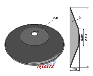 Plain disc O610x5 - Truncated