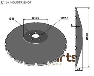 Notched disc with flat neck - O510