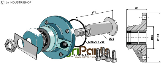 Bearing compl. without cap piece of the bearing
