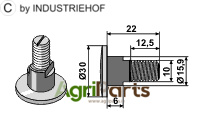 Bolt for rotary mower blades - M10x1,5 - 12.9