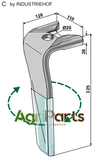 Tine for rotary harrows (DURAFACE) - right model