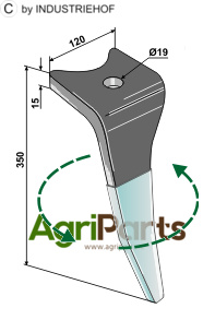 Tine for rotary harrows (DURAFACE) - left model